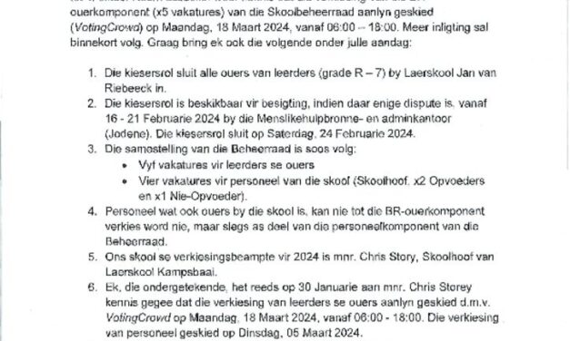 Beheerraadverkiesing: Kiesersrolbrief 16 Febr. 2024