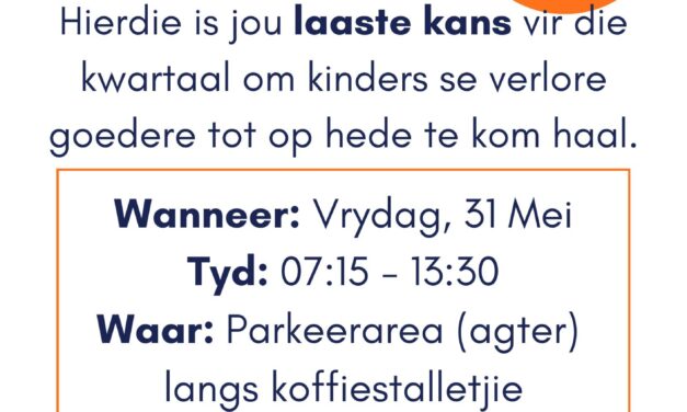 Verlore Goedere-uitstalling: 31 Mei 2024