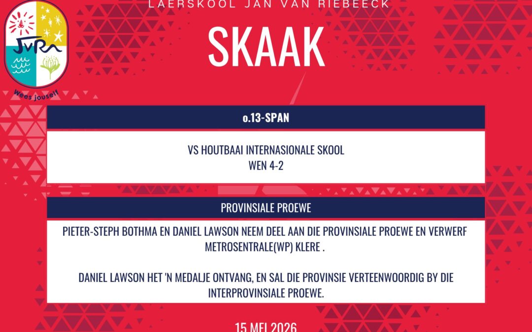 Skaakuitslae: 15 Mei 2026