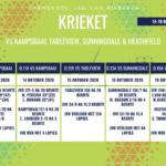 Krieketuitslae van 14-19 Oktober 2026